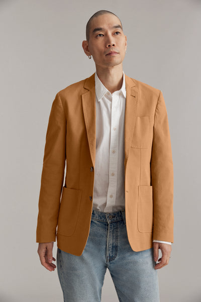 Seersucker Archie Jacket in British Khaki | Billy Reid