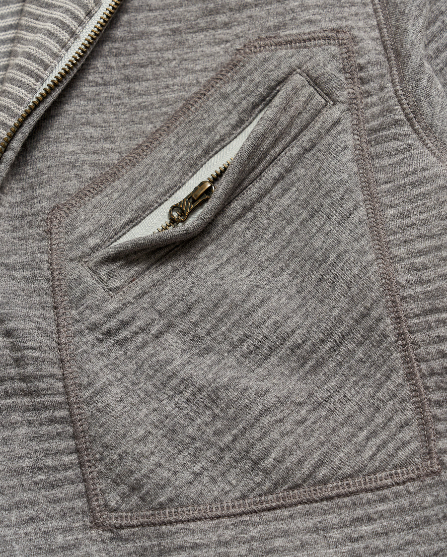 Quilted Half Zip in Medium Grey