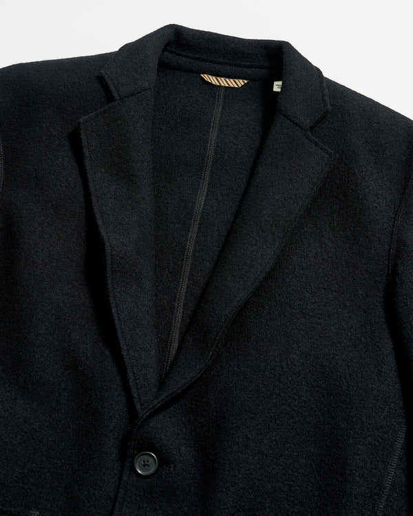 Boiled Wool Sport Coat in Black