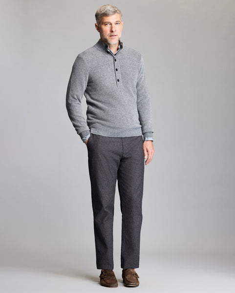 Billy Reid Button Placket Twill Pullover, Charcoal Multi Billy Reid Button Placket Twill Pullover, Charcoal Multi