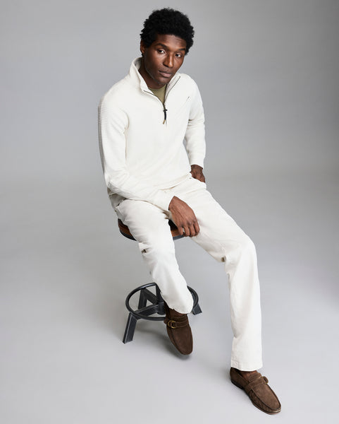 新品未使用Halfzip Wool Pullover アイボリー Quilted Half Zip | Lightweight Cotton Blend with Smart