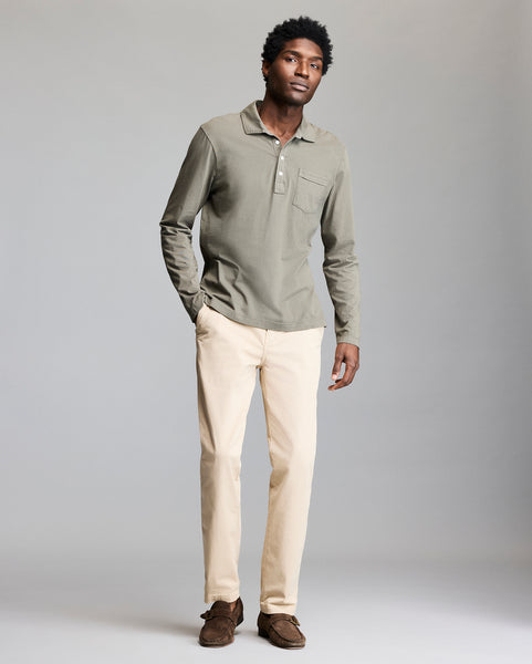 Billy Reid Long Sleeve Pensacola Polo - Washed Grey, XXL Billy Reid Long Sleeve Pensacola Polo - Washed Grey, XXL