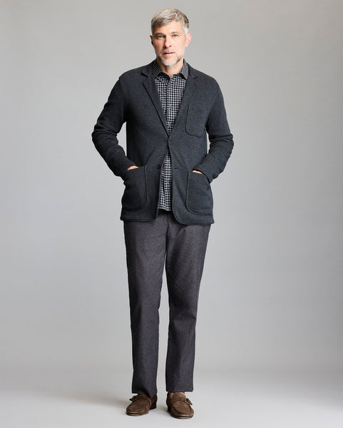 Heathered Cotton Knit Sport Coat, Patch Pockets