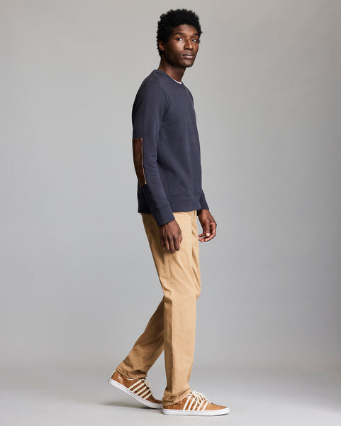 Men's Slim Fit Dover Sweatshirt with Distressed Leather