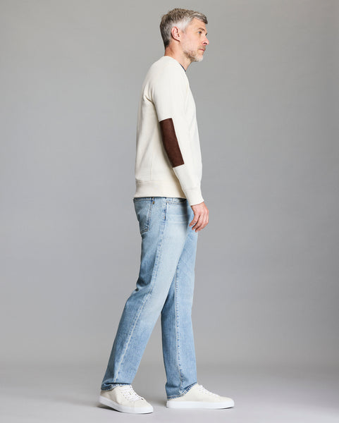 Dover Sweatshirt with Distressed Leather Elbow Patches Billy Reid