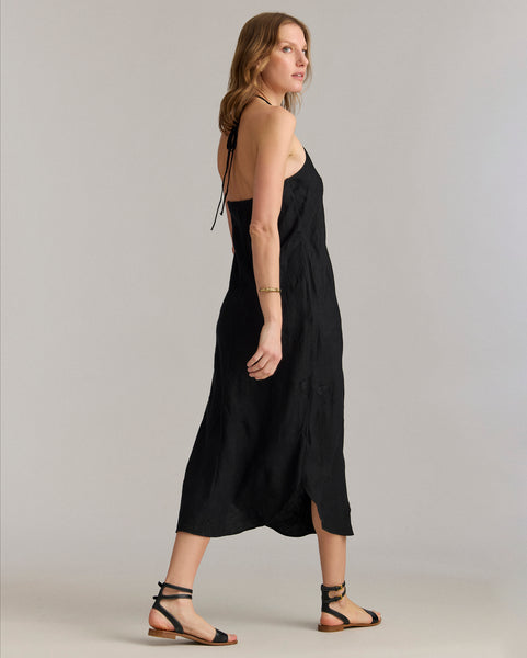 Billy Reid Linen Shirttail Slip Dress, Black Billy Reid Linen Shirttail Slip Dress, Black