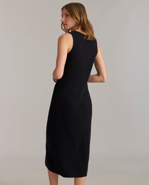 Billy Reid Transfer Rib V-neck Dress, Black Billy Reid Transfer Rib V-neck Dress, Black