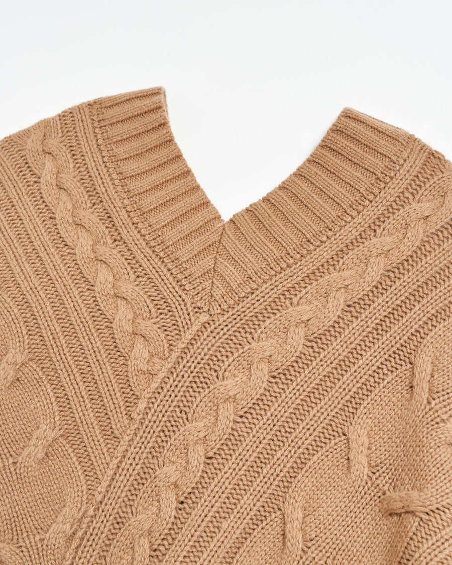  Bias Cable Sweater in Camel