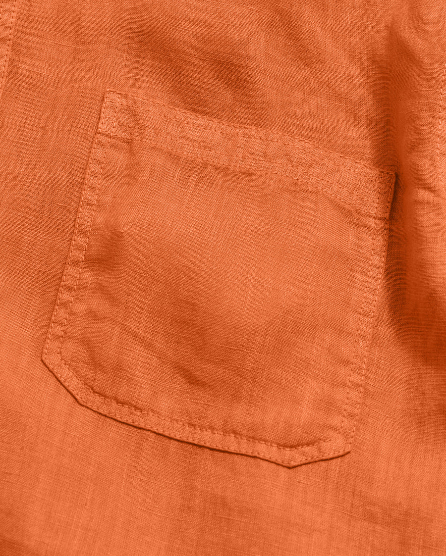 Tuscumbia Linen Shirt Button Down in Tangerine