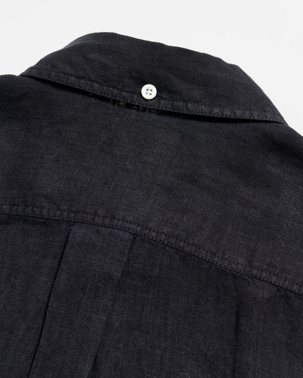 Short Sleeve Linen Tuscumbia Shirt Button Down in Black