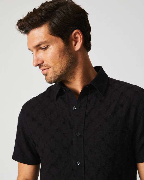 Short Sleeve Jacquard Cypress Shirt in Black