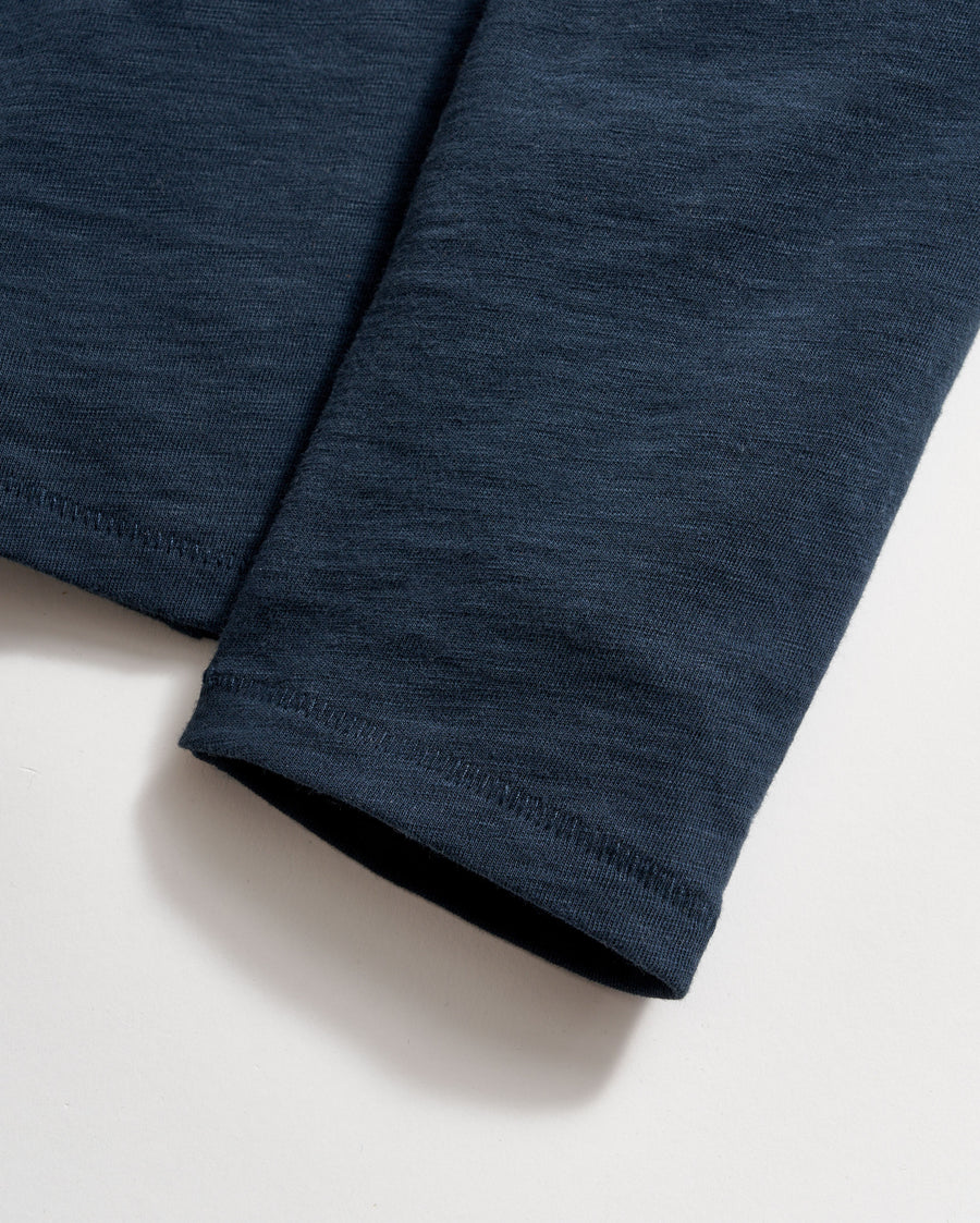 Long Sleeve Organic Cotton Henley in Carbon Blue