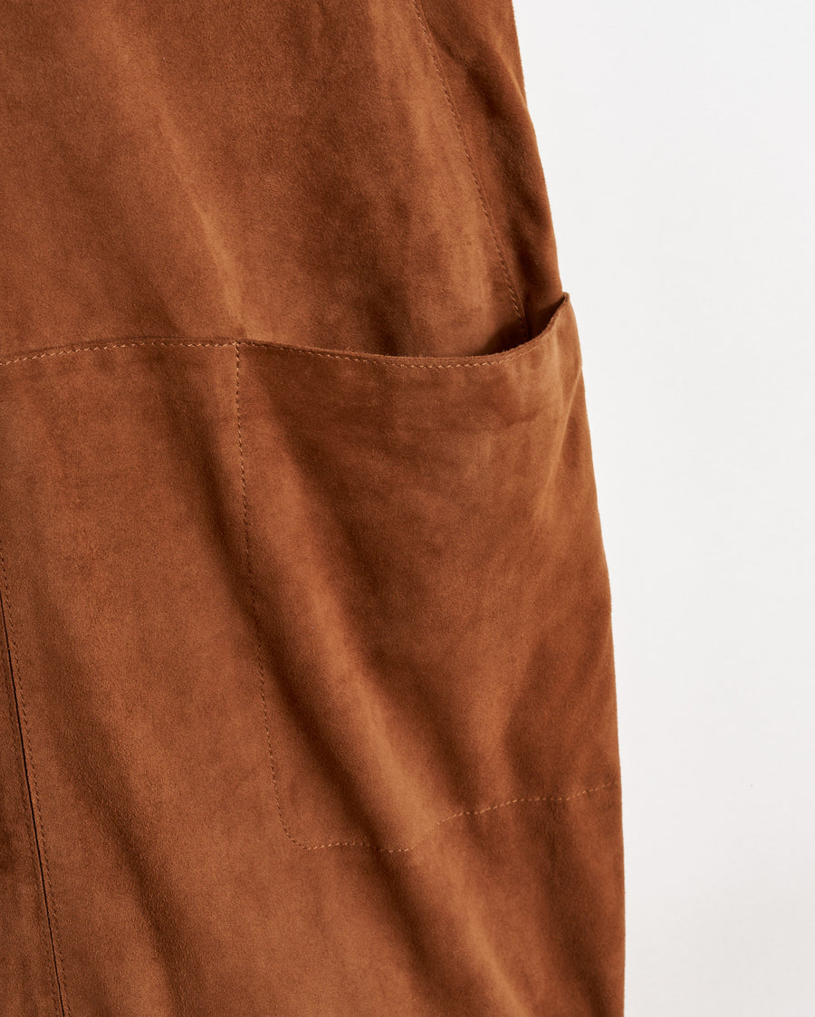 Suede Shift Dress in Country Brown