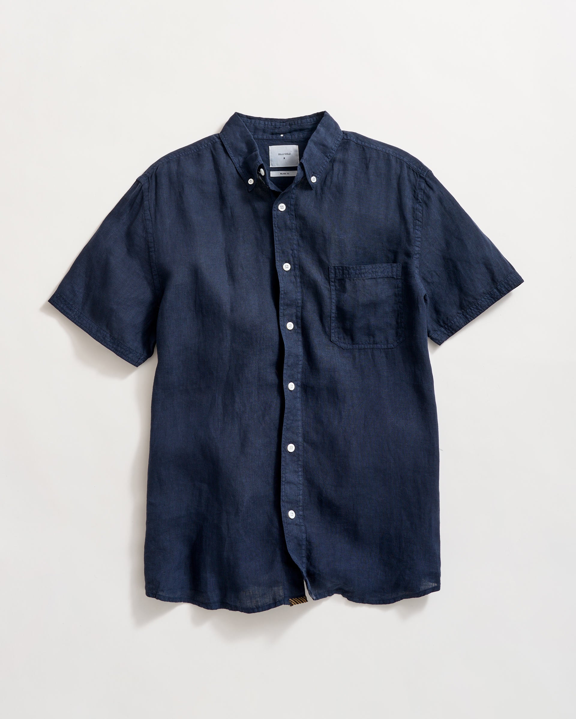 Billy Reid Short Sleeve Linen Tuscumbia Shirt Button Down, Blue