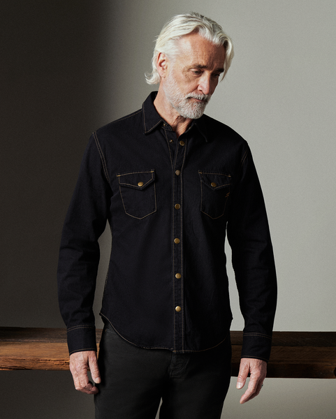 Shoals Slim Fit Denim Shirt with Brass Snaps | Billy Reid