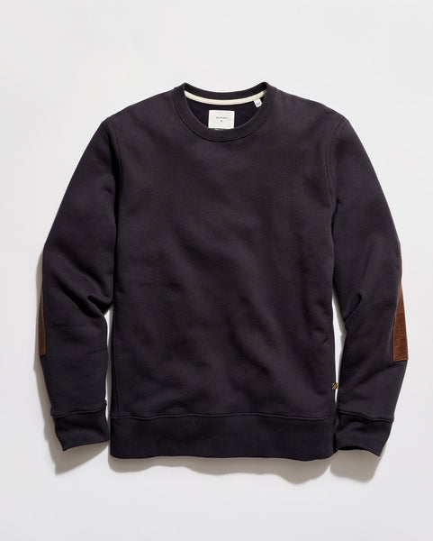 clubhaus Elbow Patched Sweate サイズM ネイビー Dover Sweatshirt with Leather Elbow Patches | Billy Reid