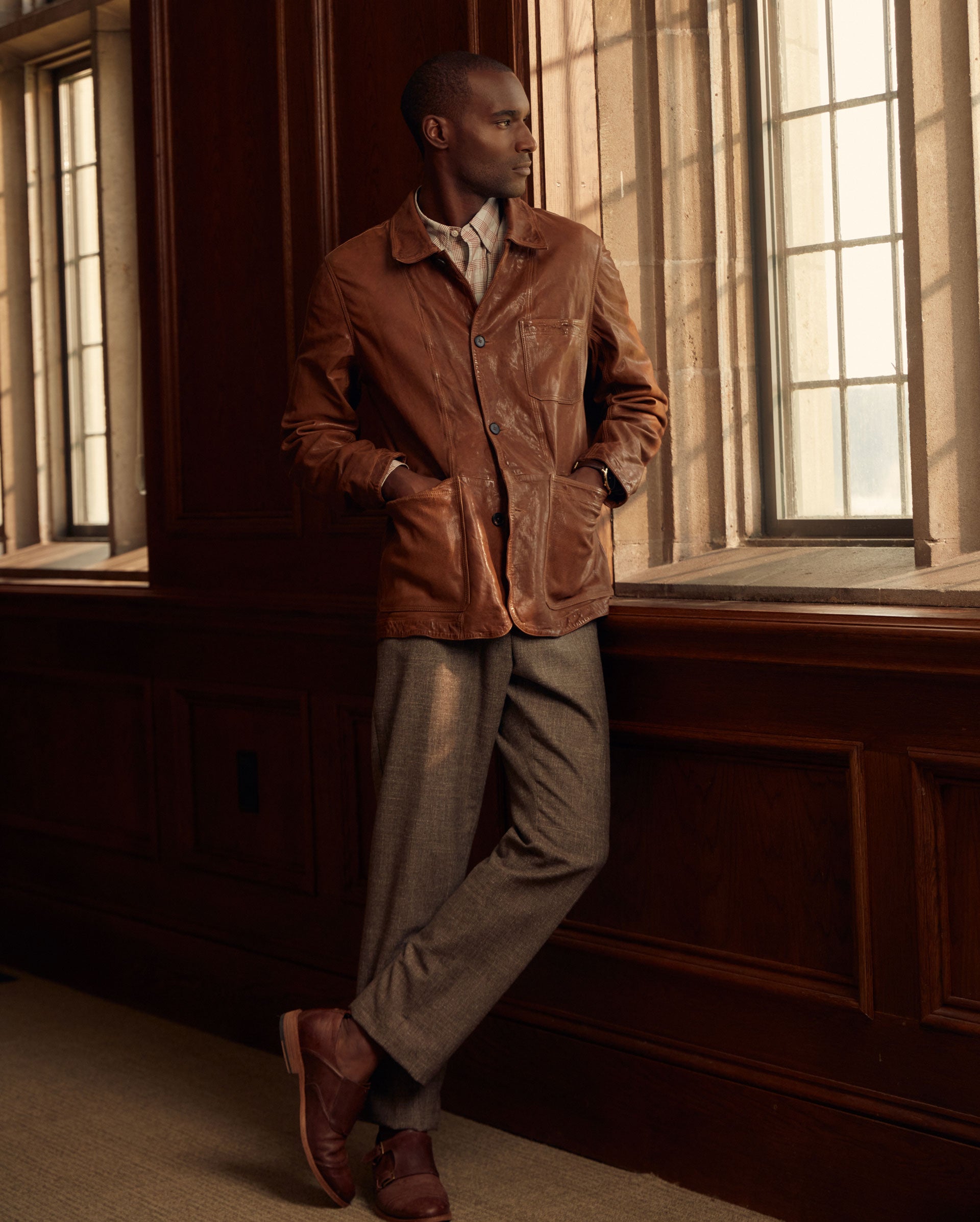 Leather chore coat sale