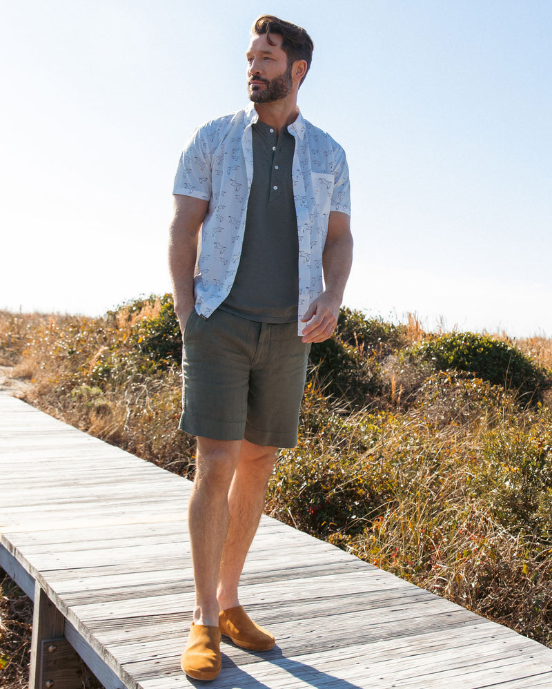 SHOP THE LOOK | SS Tuscumbia Shirt Black/White + Linen Moore Short