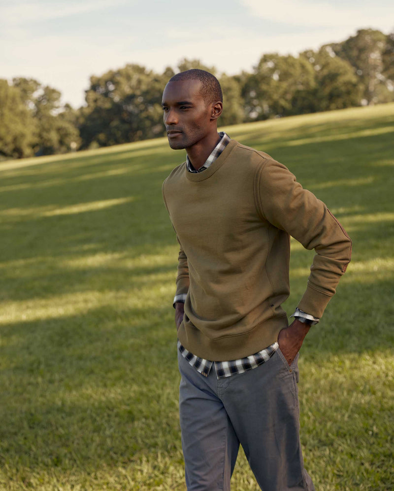 Male model wears the Billy Reid Dover Sweatshirt