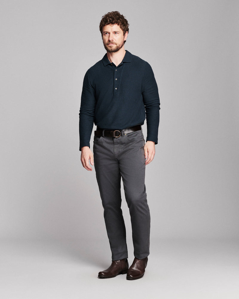 Long Sleeve Hemp Cotton Twill Polo