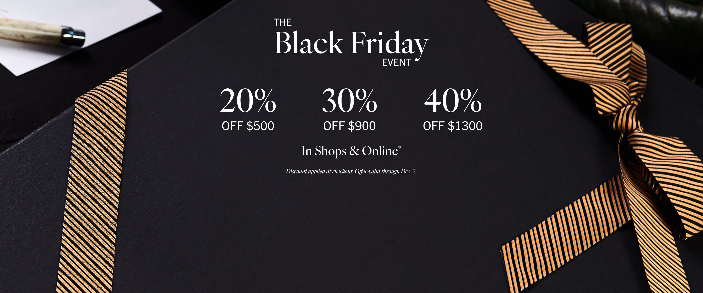 Black Friday promotional offer with discounts on a black background