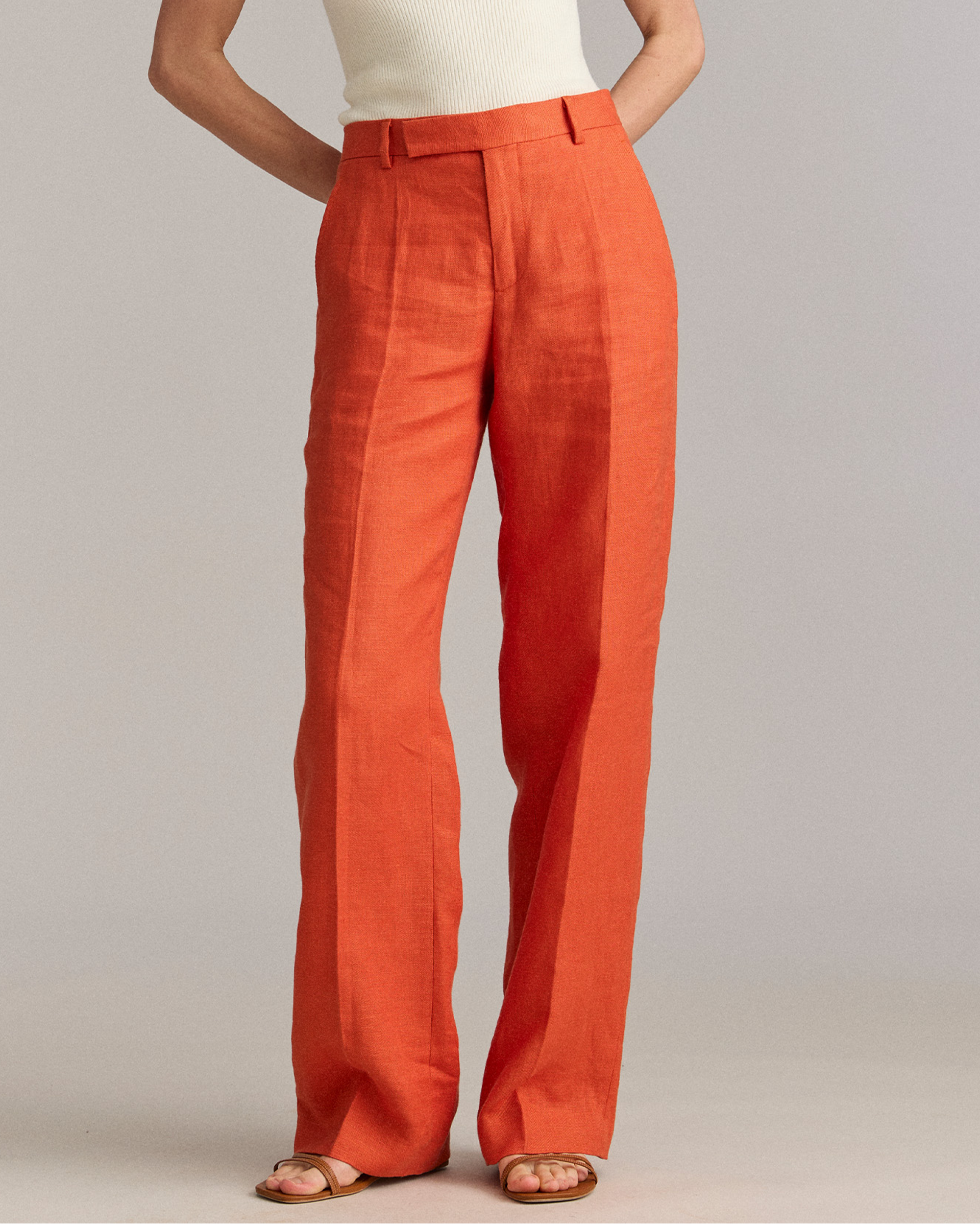 flat front wide leg pants