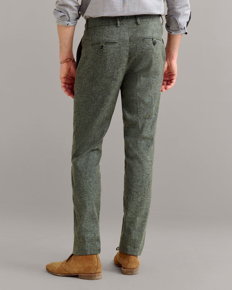 Silk Slub Donegal Flat Front Trouser