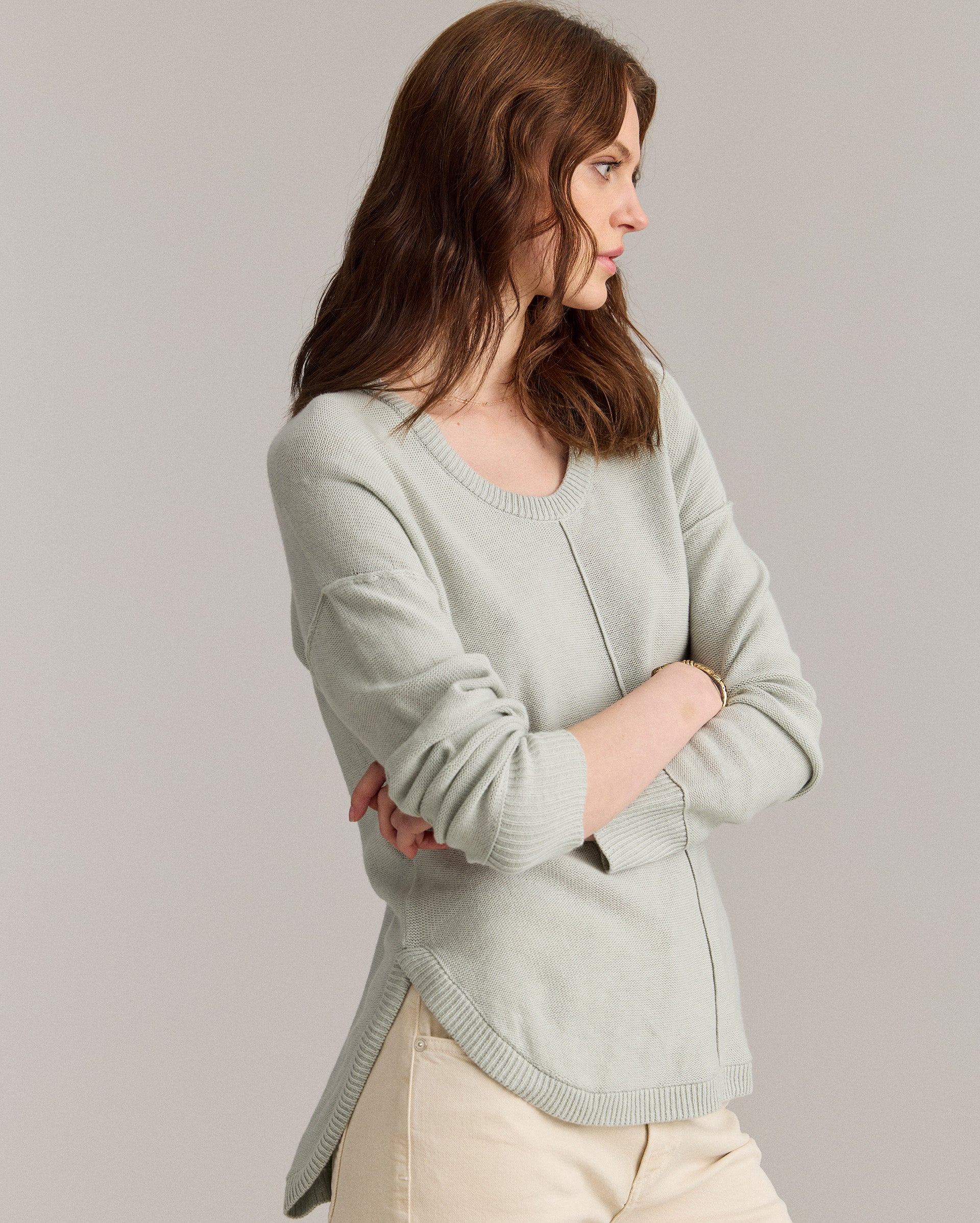 Cotton Linen Shirttail Sweater