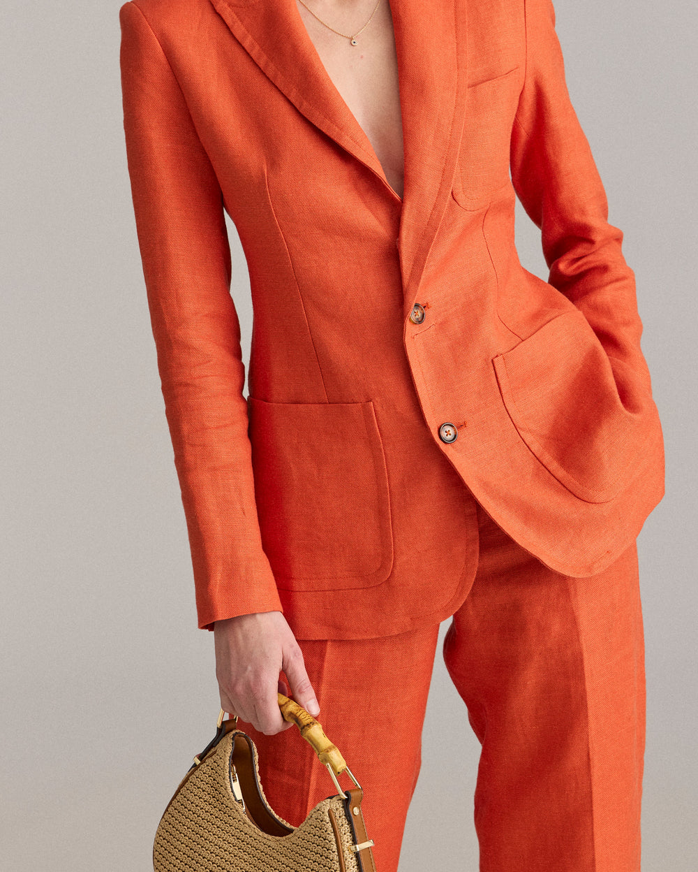 Linen Two Button Blazer