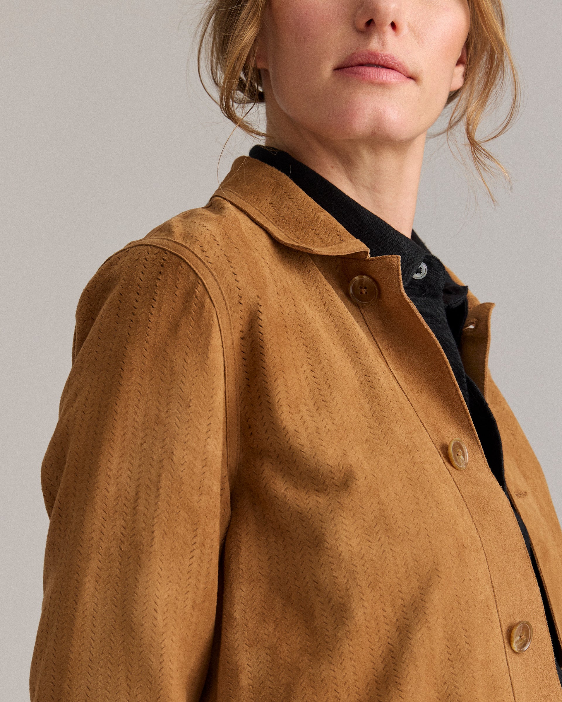 Perforated Suede Driving Jacket - Boxy Fit | Billy Reid
