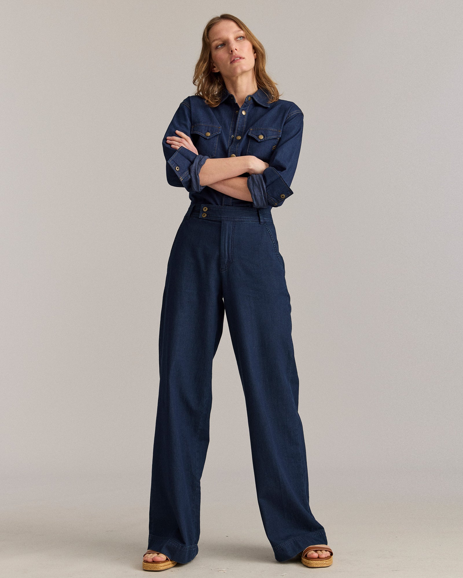 Denim Wide Leg Trouser