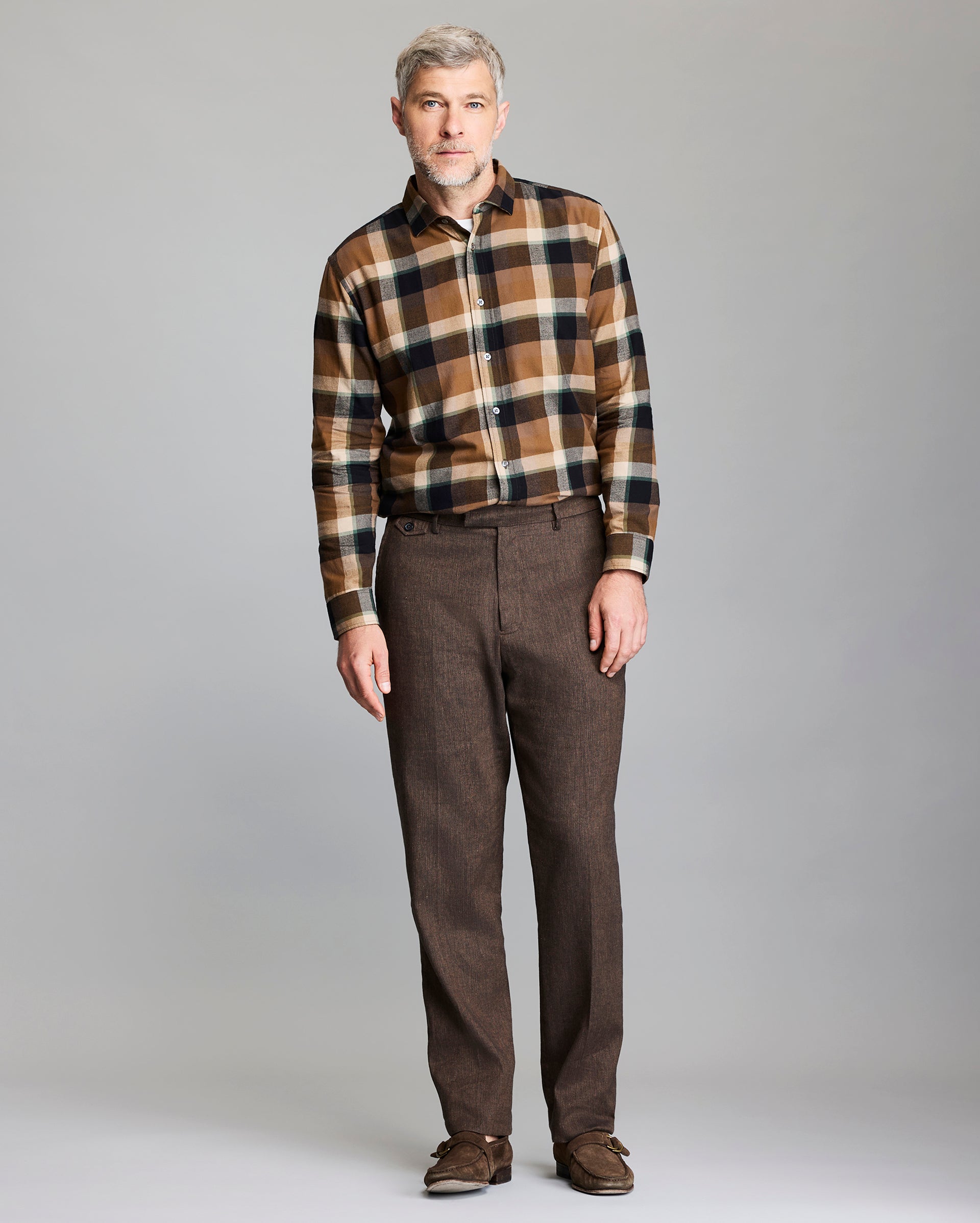 Model shows the fit of the shirt.