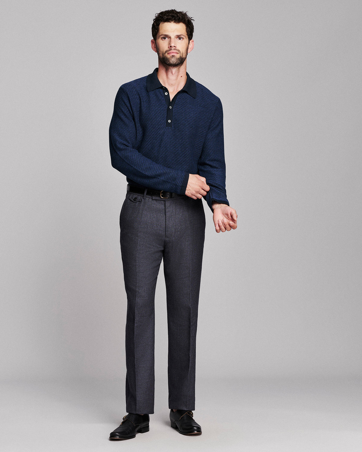 Step Jacquard Sweater Polo