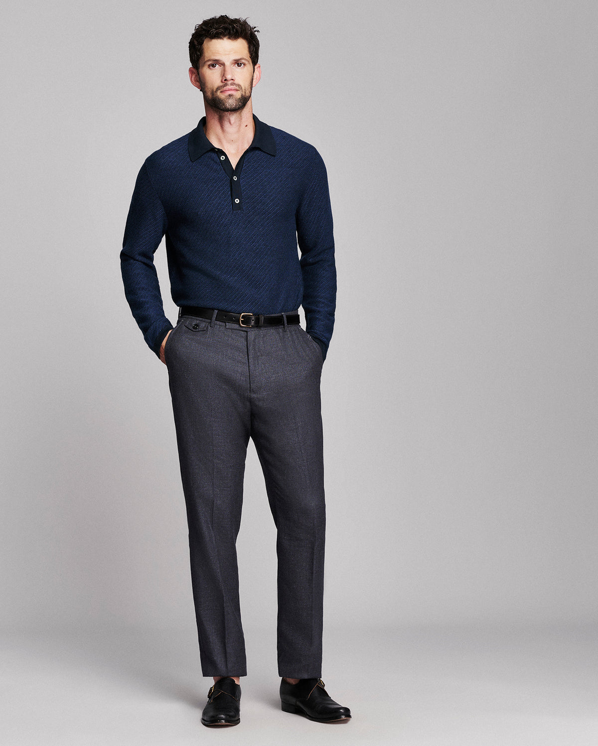 Step Jacquard Sweater Polo