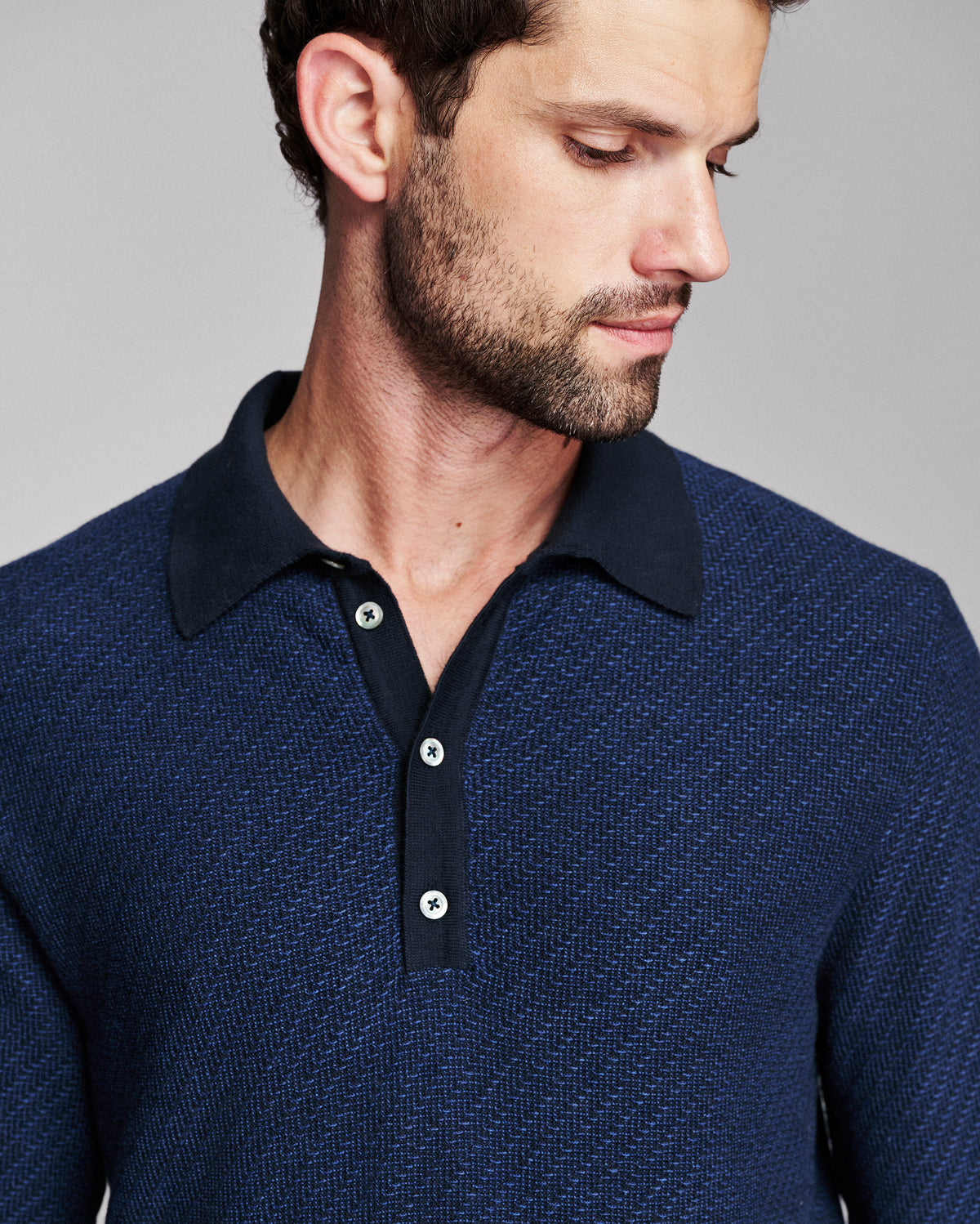 Step Jacquard Sweater Polo