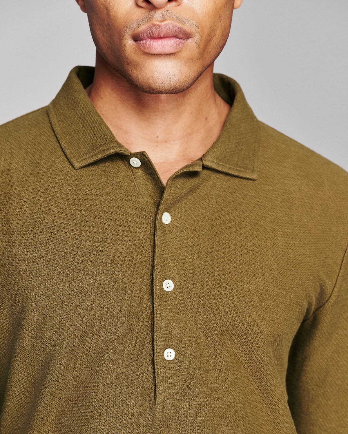 Long Sleeve Hemp Cotton Twill Polo