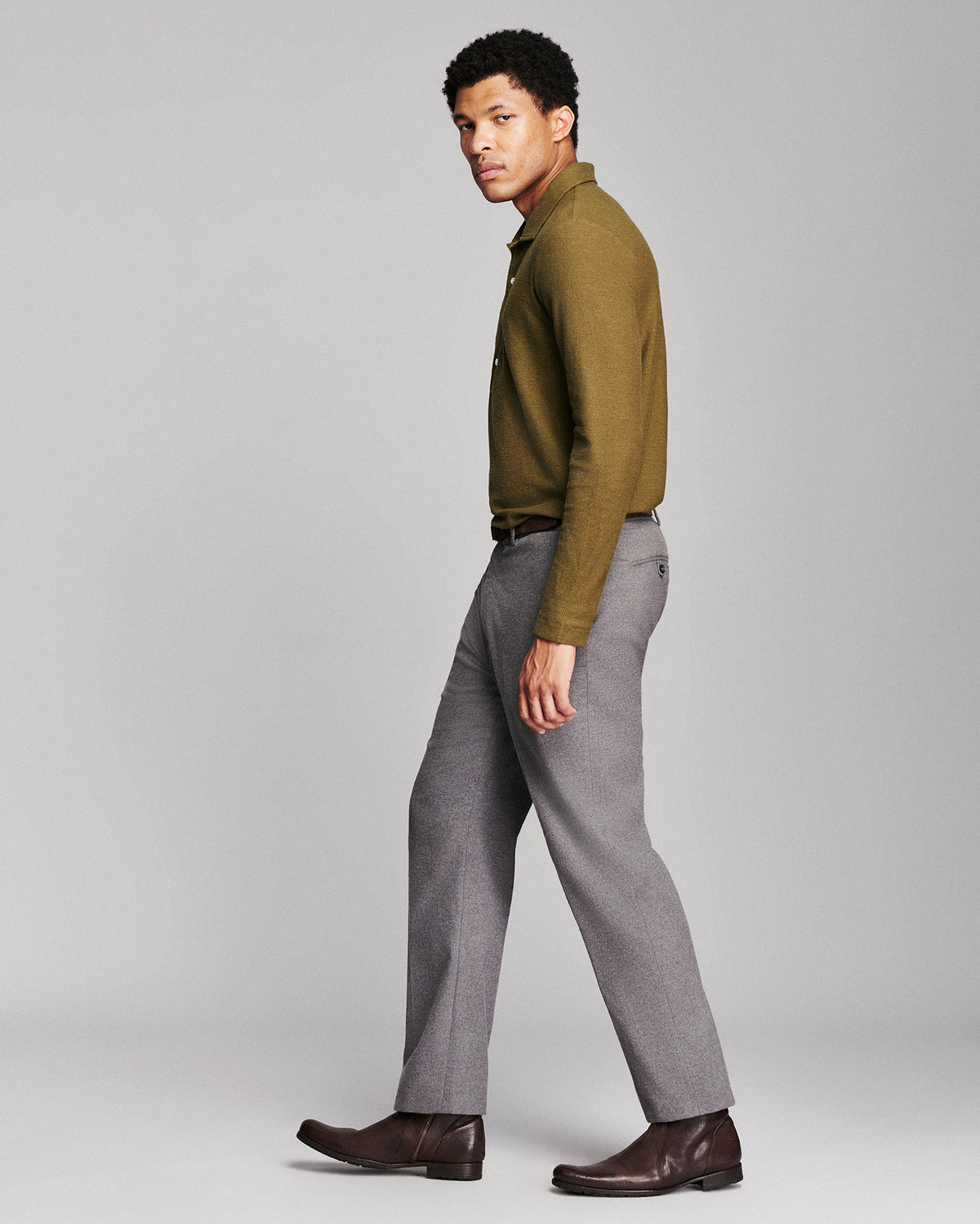 Long Sleeve Hemp Cotton Twill Polo