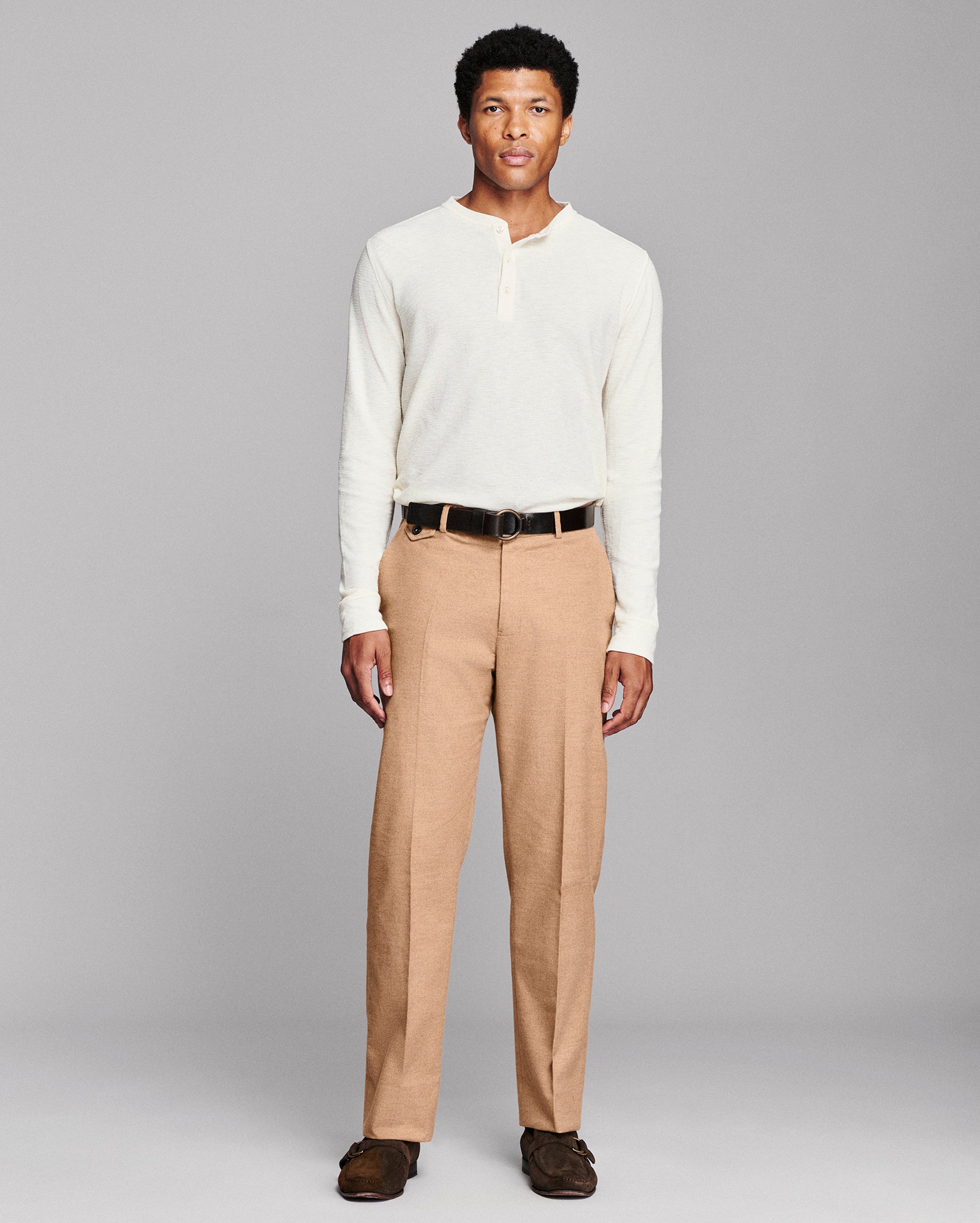 Slub Tuck Henley, 100% Cotton - Lichen Green