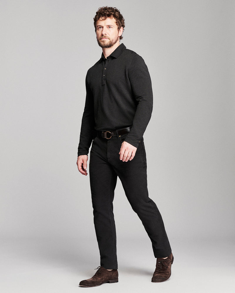 Long Sleeve Herringbone Polo