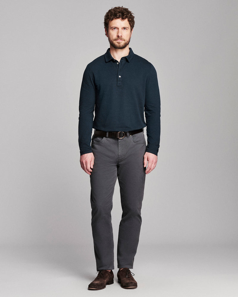 Long Sleeve Herringbone Polo