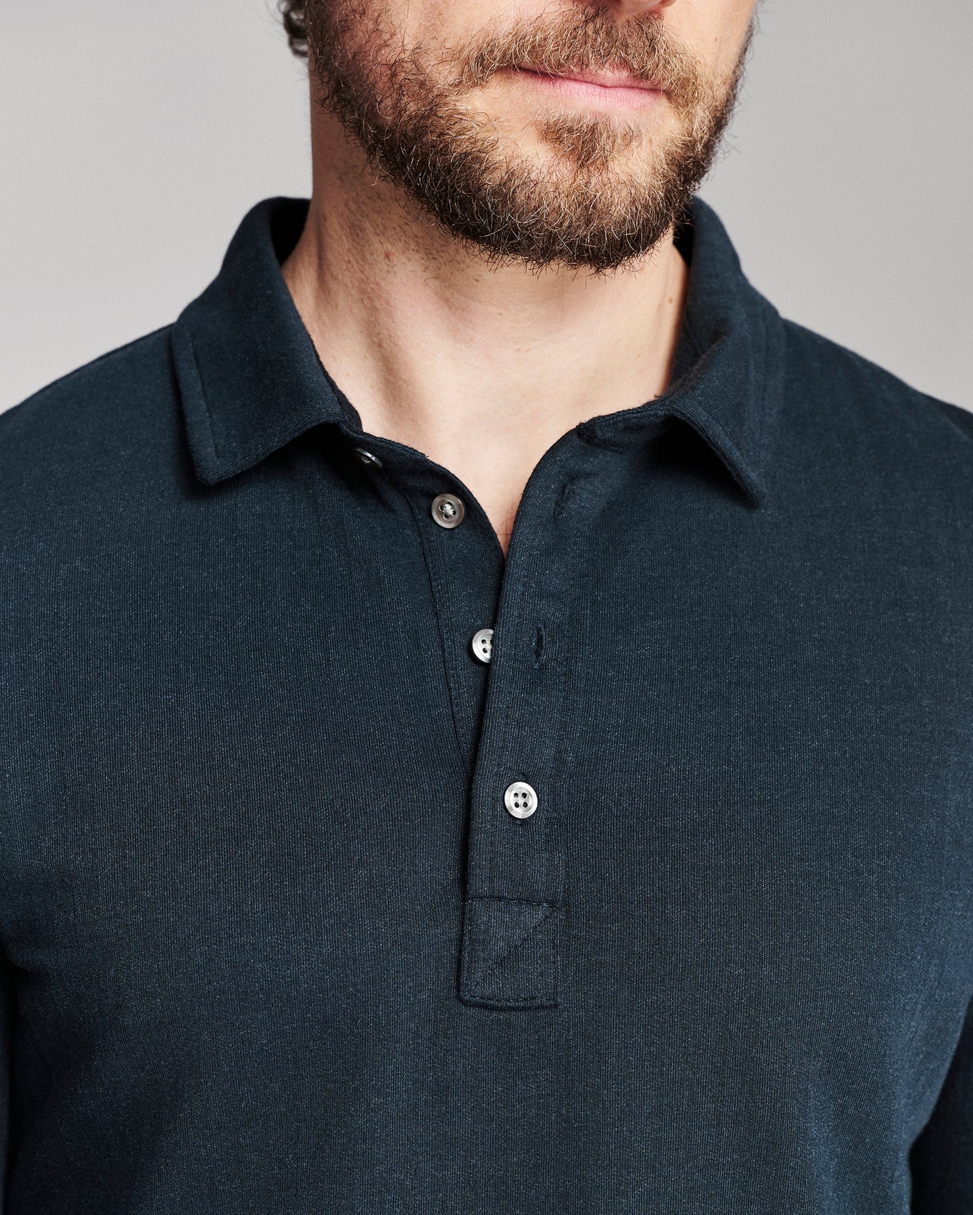 Long Sleeve Herringbone Polo
