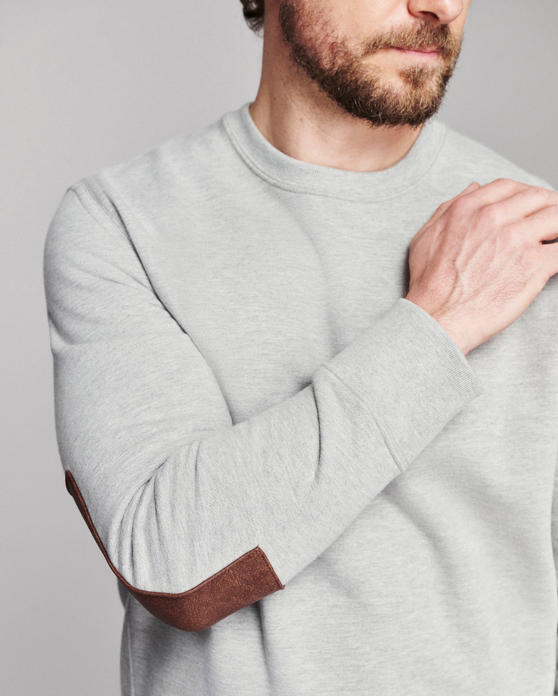 Dover Sweatshirt with Leather Elbow Patches | Billy Reid