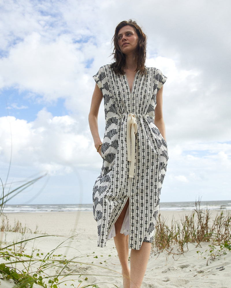 Jacquard Cinched Waist Dress