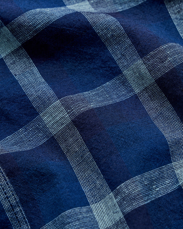 Close up of indigo dyed fabric.
