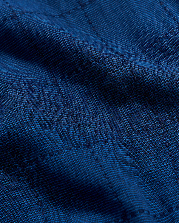 Close up of the indigo-dyed cotton fabric.