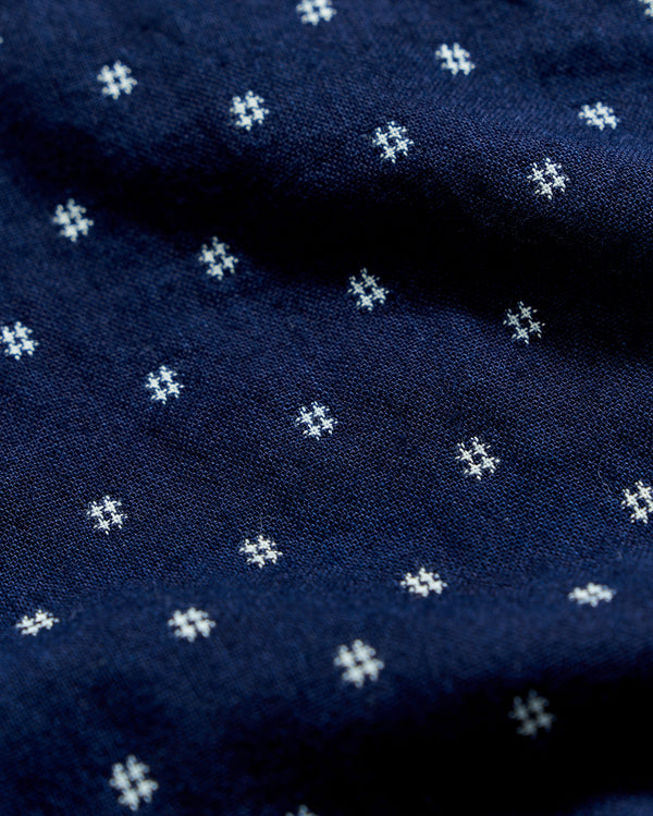 Close up of the indigo-dyed fabric.