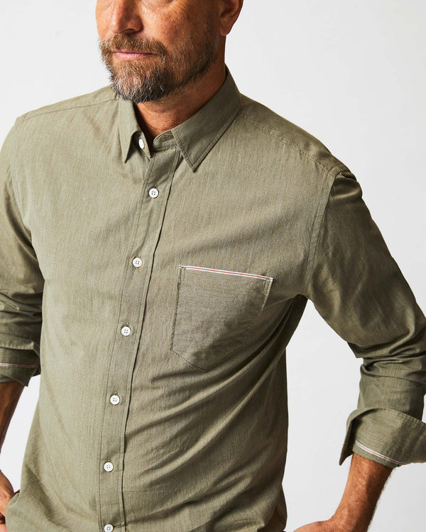 Male model wears the Twisted MSL 1 Pocket Shirt in Olive