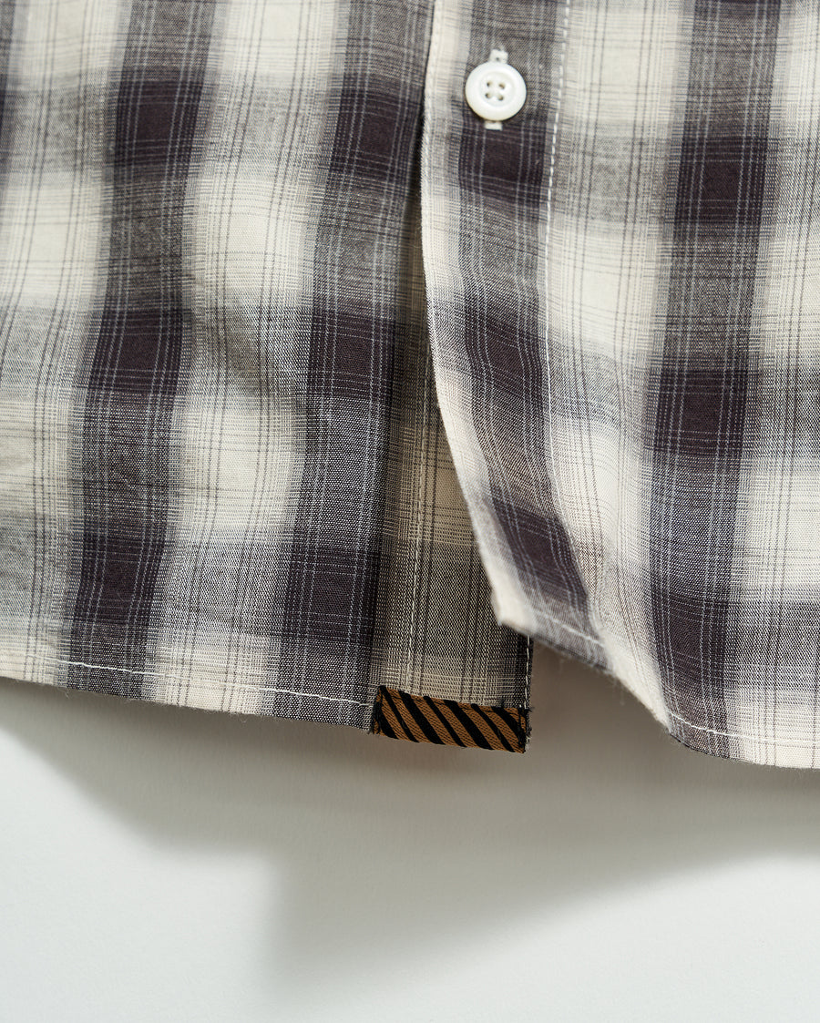 Shadow Plaid Tuscumbia Shirt Hidden Button Down in Black/Natural