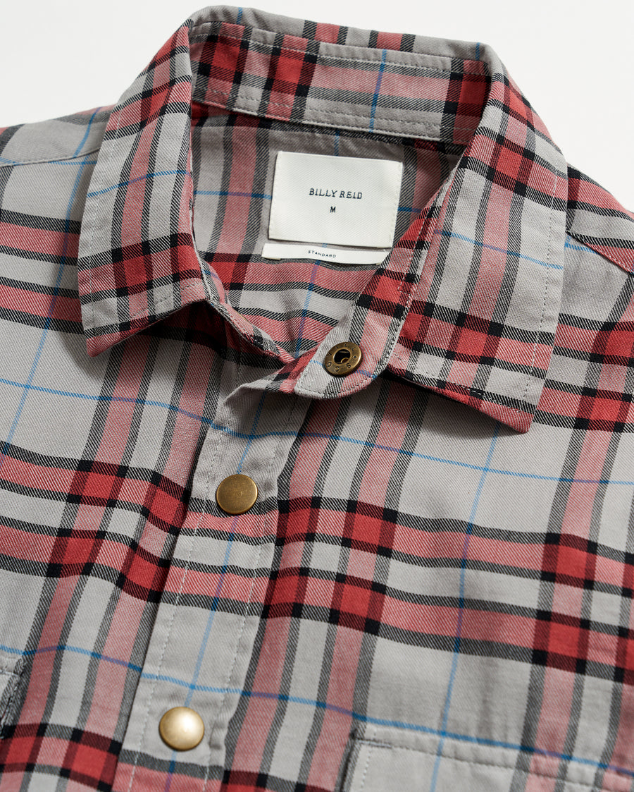 Bold Plaid Western Shirt in Grey/Multi