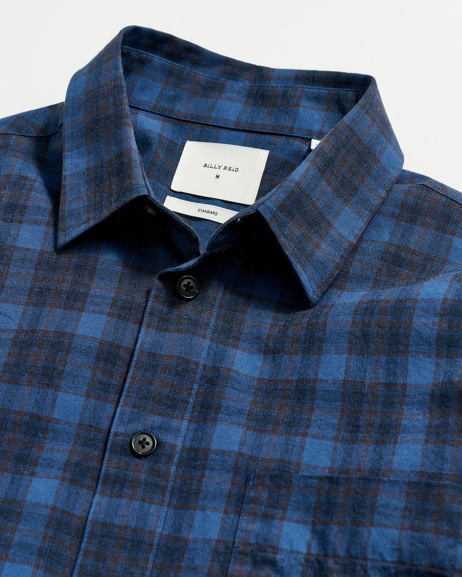 Melange Shadow Plaid Tuscumbia Shirt in Blue/Red